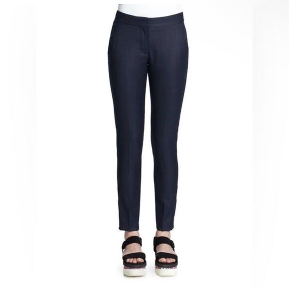 Stella McCartney Vivian Wool Skinny Zip-Cuff Pants in Navy Blue - Picture 4 of 12